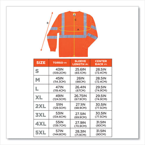 Glowear 8391 Class 3 Hi-vis Long Sleeve Shirt, Polyester, Orange, 3x-large