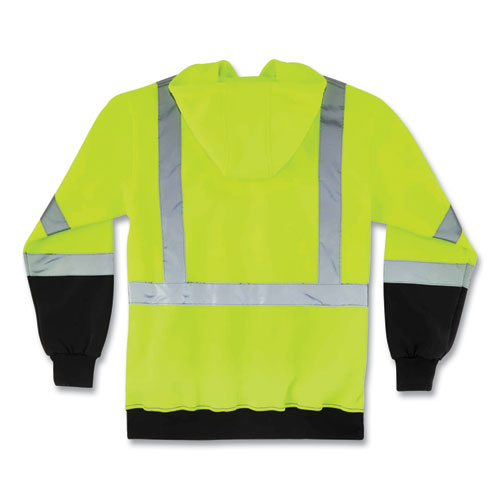 Glowear 8373 Hi-vis Class 3 Hooded Sweatshirt With Black Bottom, Polar Fleece, Lime, 2x-large