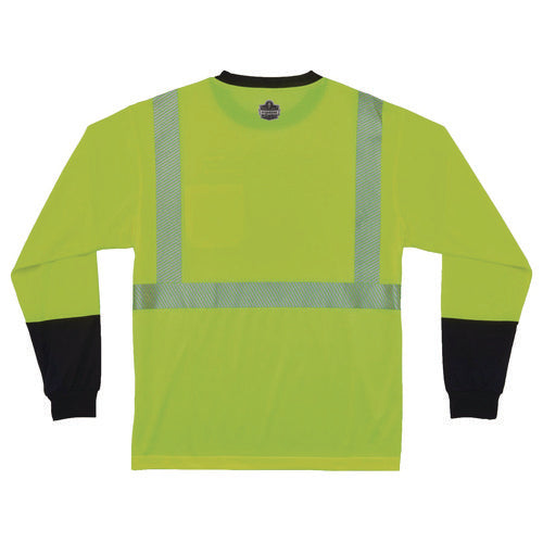 Glowear 8281bk Class 2 Long Sleeve Shirt With Black Bottom, 6x-large Long, Lime