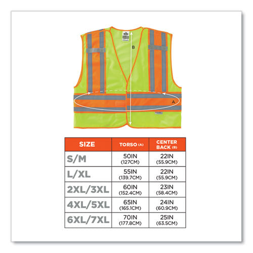 Glowear 8245psv Class 2 Public Safety Vest, Polyester, 4x-large/5x-large, Lime