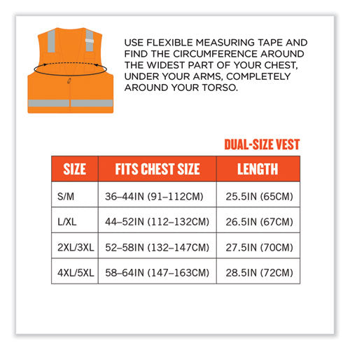 Glowear 8249z Class 2 Economy Surveyors Zipper Vest, Polyester, 2x-large/3x-large, Orange