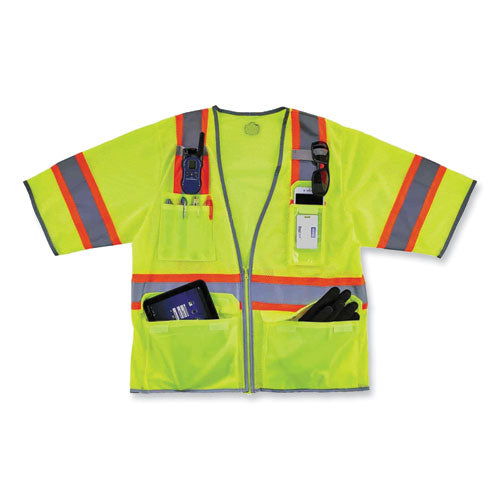 Glowear 8346z Class 3 Two-tone Hi-vis Surveyor Zipper Vest, Small/medium, Lime