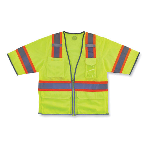 Glowear 8346z Class 3 Two-tone Hi-vis Surveyor Zipper Vest, Large/x-large, Lime