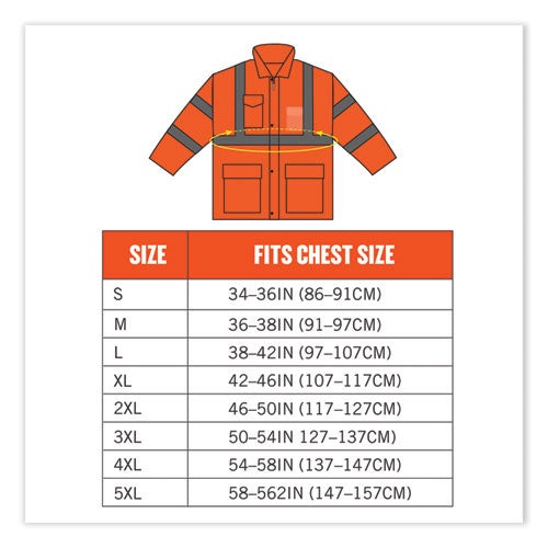 Glowear 8365 Class 3 Hi-vis Rain Jacket, Polyester, Large, Orange