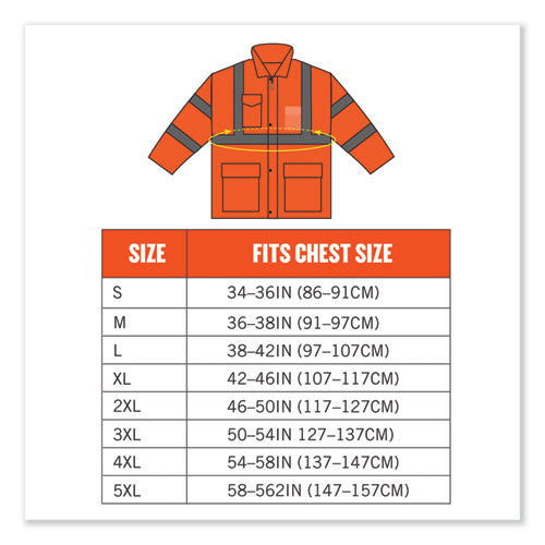 Glowear 8365 Class 3 Hi-vis Rain Jacket, Polyester, 3x-large, Orange