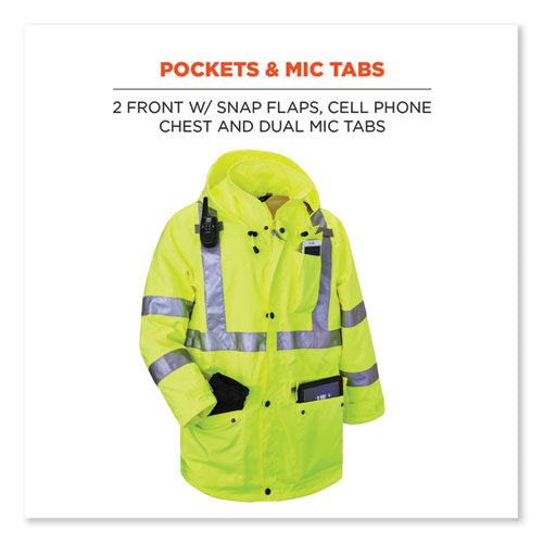 Glowear 8365 Class 3 Hi-vis Rain Jacket, Polyester, 2x-large, Lime