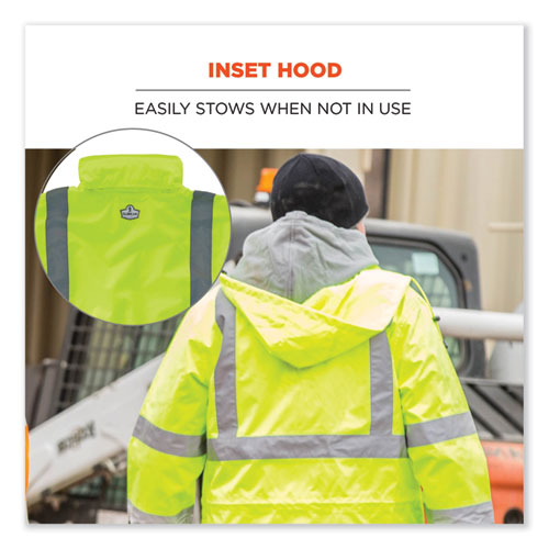 Glowear 8365 Class 3 Hi-vis Rain Jacket, Polyester, 5x-large, Lime