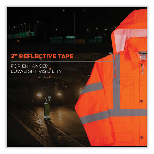 Glowear 8366 Class 3 Lightweight Hi-vis Rain Jacket, Polyester, Small, Orange