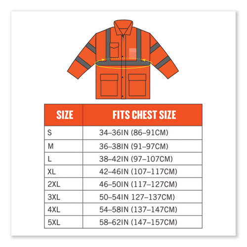 Glowear 8366 Class 3 Lightweight Hi-vis Rain Jacket, Polyester, Large, Orange