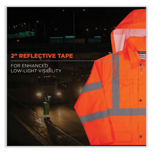 Glowear 8366 Class 3 Lightweight Hi-vis Rain Jacket, Polyester, X-large, Orange