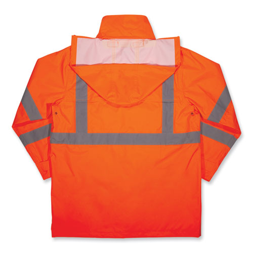 Glowear 8366 Class 3 Lightweight Hi-vis Rain Jacket, Polyester, 4x-large, Orange