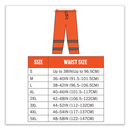 Glowear 8915 Class E Hi-vis Rain Pants, Small, Orange