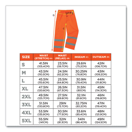 Glowear 8925 Class E Hi-vis Thermal Pants, 4x-large, Orange