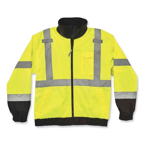 Glowear 8379 Class 3 Hi-vis Fleece Lined Bomber Jacket, Lime, 5x-large