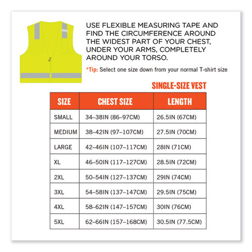 Glowear 8249z-s Single Size Class 2 Economy Surveyors Zipper Vest, Polyester, 5x-large, Lime