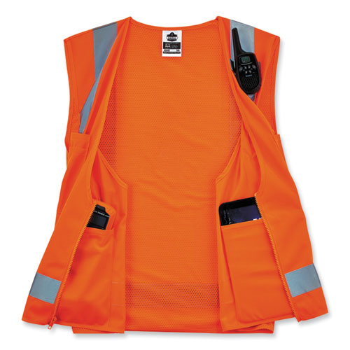 Glowear 8249z-s Single Size Class 2 Economy Surveyors Zipper Vest, Polyester, Small, Orange