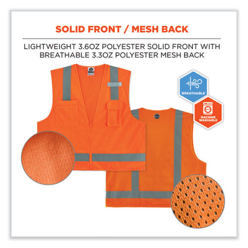 Glowear 8249z-s Single Size Class 2 Economy Surveyors Zipper Vest, Polyester, 3x-large, Orange