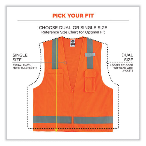 Glowear 8249z-s Single Size Class 2 Economy Surveyors Zipper Vest, Polyester, 4x-large, Orange