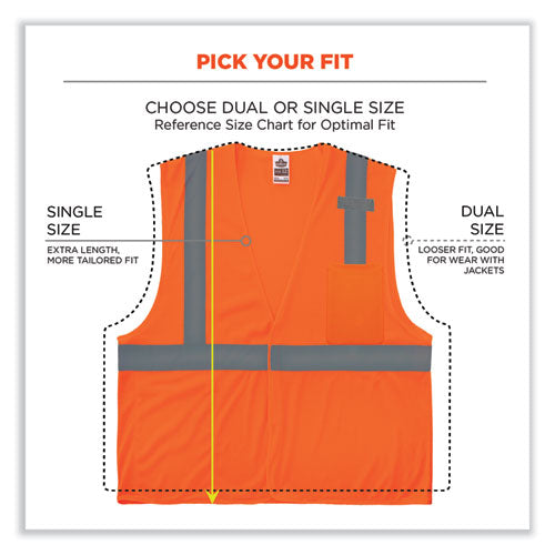 Glowear 8210hl-s Single Size Class 2 Economy Mesh Vest, Polyester, Small, Orange