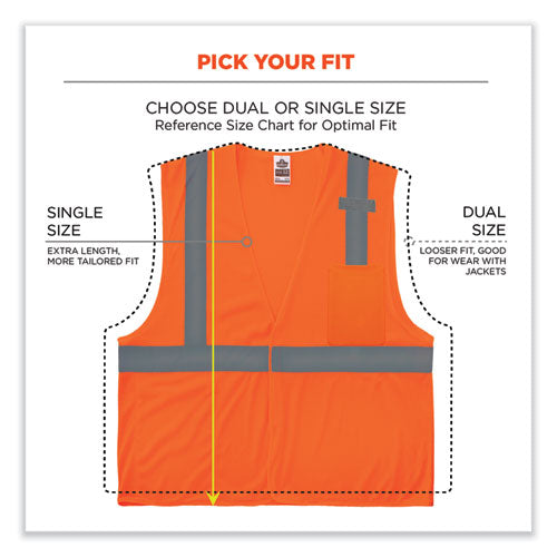 Glowear 8210hl-s Single Size Class 2 Economy Mesh Vest, Polyester, 5x-large, Orange