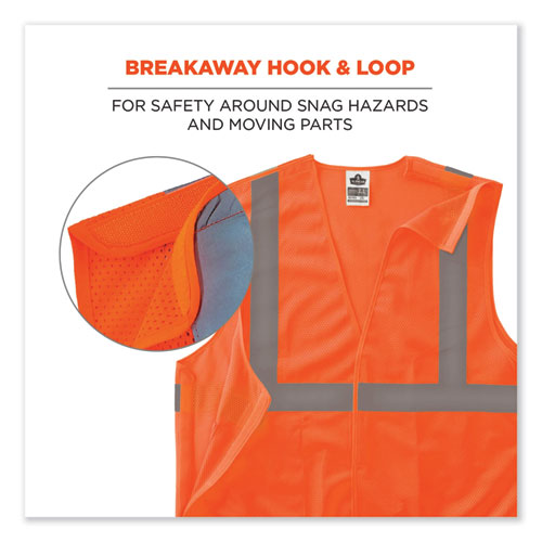 Glowear 8215ba-s Single Size Class 2 Economy Breakaway Mesh Vest, Polyester, Small, Orange