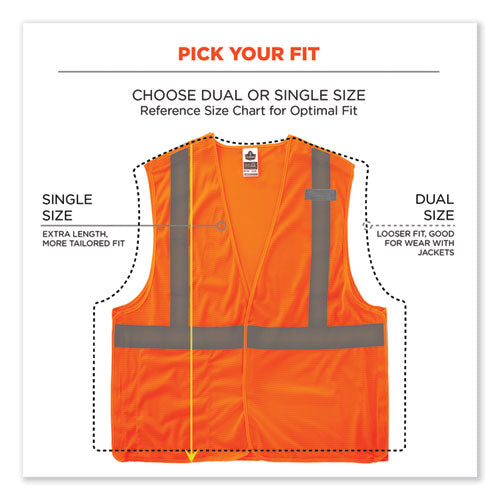 Glowear 8215ba-s Single Size Class 2 Economy Breakaway Mesh Vest, Polyester, X-large, Orange