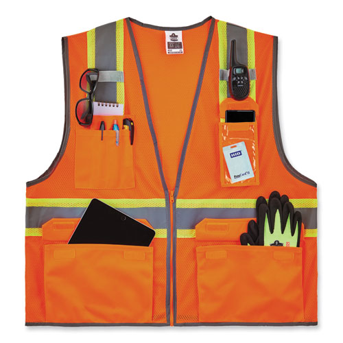 Glowear 8246z-s Single Size Class 2 Two-tone Mesh Vest, Polyester, Large, Orange