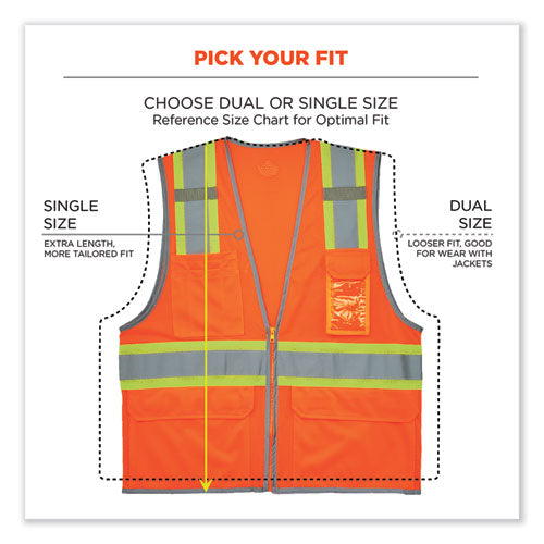 Glowear 8246z-s Single Size Class 2 Two-tone Mesh Vest, Polyester, 2x-large, Orange