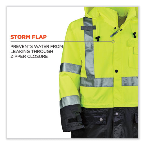 Glowear 8365bk Class 3 Hi-vis Rain Jacket Black Bottom, Large, Lime