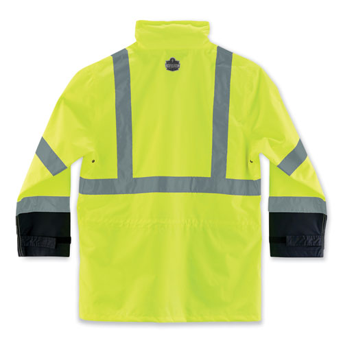 Glowear 8365bk Class 3 Hi-vis Rain Jacket Black Bottom, 5x-large, Lime