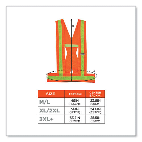 Glowear 8140ba Class 1 Breakaway Sash, Polyester, X-large/2x-large, Orange