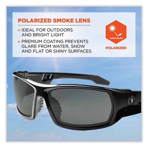 Skullerz Odin Safety Glasses, Black Nylon Impact Frame, Polarized Smoke Polycarbonate Lens