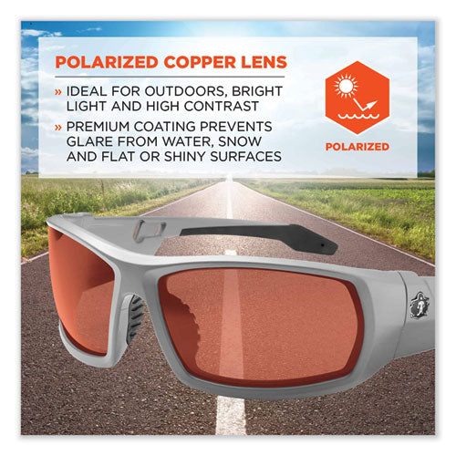 Skullerz Odin Safety Glasses, Matte Gray Nylon Impact Frame, Polarized Polycarbonate Lens