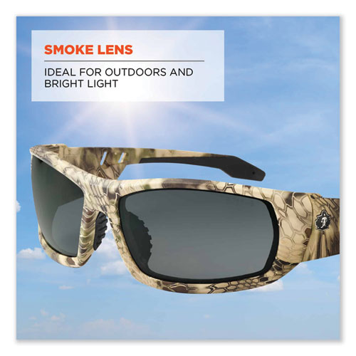 Skullerz Odin Safety Glasses, Kryptek Highlander Nylon Impact Frame, Smoke Polycarbonate Lens