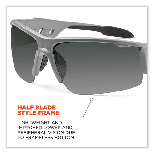 Skullerz Dagr Safety Glasses, Matte Gray Nylon Impact Frame, Polarized Smoke Polycarbonate Lens