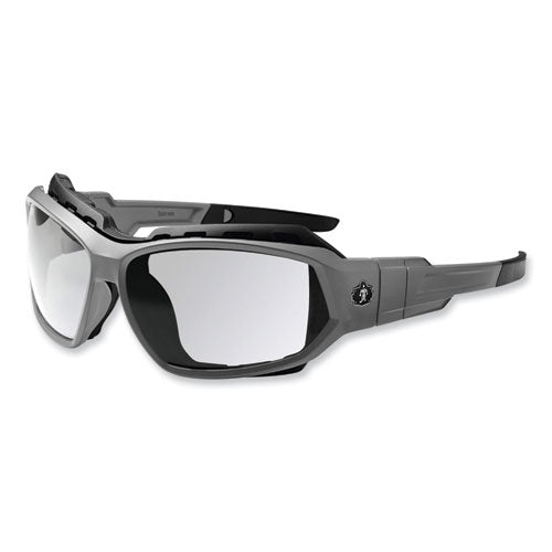 Skullerz Loki Safety Glasses/goggles, Matte Gray Nylon Impact Frame, Anti-fog Clear Polycarb Lens