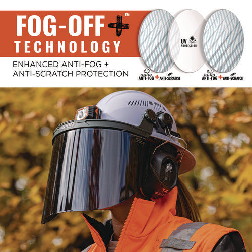 Skullerz 8995 Anti-scratch And Anti-fog Hard Hat Face Shield With Adapter For Full Brim, Smoke Lens