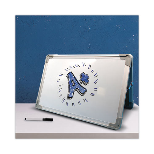 Dual-sided Desktop Dry Erase Board, 18" X 12", White Surface, Satin Aluminum Frame