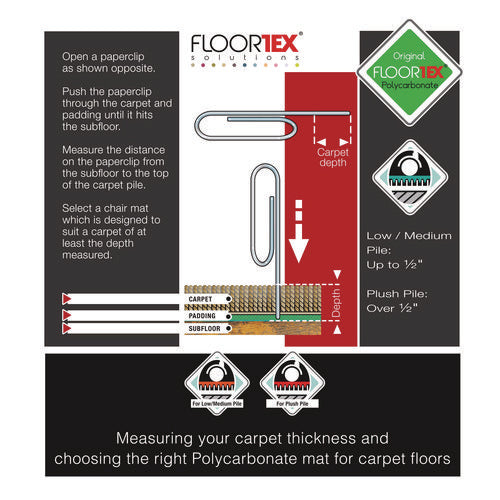 Cleartex Ultimat Xxl Polycarbonate Square General Office Mat For Carpets, 60 X 60, Clear