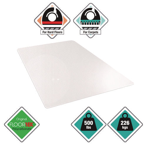 Cleartex Megamat Heavy-duty Polycarbonate Mat For Hard Floor/all Carpet, 46 X 60, Clear