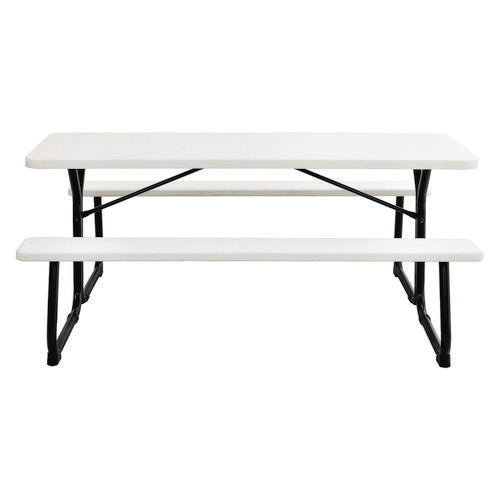 Blow-molded Plastic Picnic Table, Rectangular, 72 X 60 X 30, White Top, White Base/legs