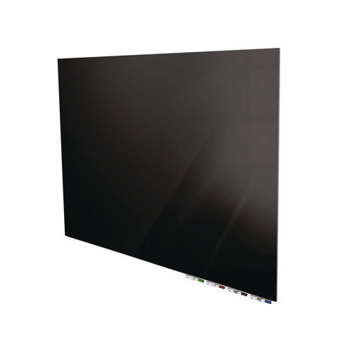 Aria Low-profile Frameless Magnetic Glassboard, 120" X 48", Black Surface