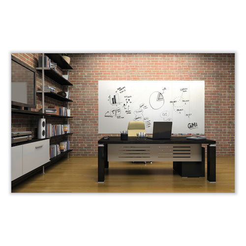 Aria Low-profile Frameless Magnetic Glassboard, 120" X 48", White Surface