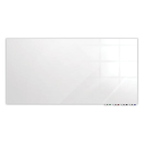 Aria Low-profile Frameless Magnetic Glassboard, 72" X 48", White Surface