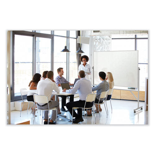 Reversible Magnetic Porcelain Whiteboard With Aluminum Frame, 53.25" X 72.25", White Surface, Satin Aluminum Frame