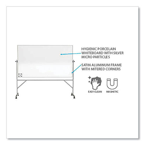 Reversible Magnetic Hygienic Porcelain Whiteboard With Aluminum Frame, 48" X 36", White Surface, Satin Aluminum Frame