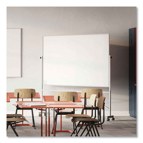 Reversible Magnetic Hygienic Porcelain Whiteboard With Aluminum Frame, 96" X 48", White Surface, Satin Aluminum Frame