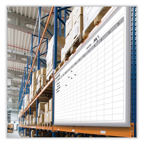 In/out Magnetic Whiteboard, Personnel In/out Tracking Chart, 72.5" X 48.5", White/gray Surface, Satin Aluminum Frame