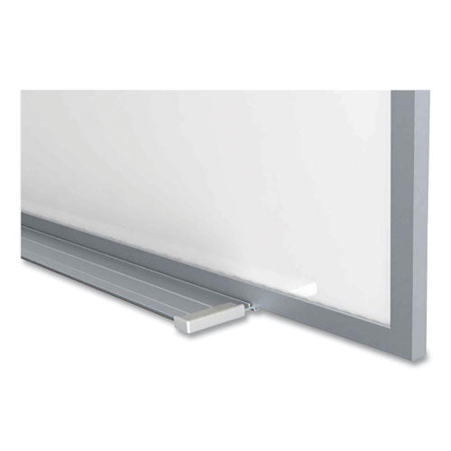 Magnetic Porcelain Whiteboard With Aluminum Frame And Maprail, 72.5" X 60.47", White Surface, Satin Aluminum Frame