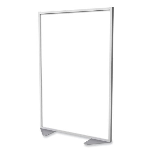 Floor Partition With Aluminum Frame, 48.06 X 2.04 X 53.86, White